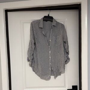 Striped Black and White Button Down Shirt